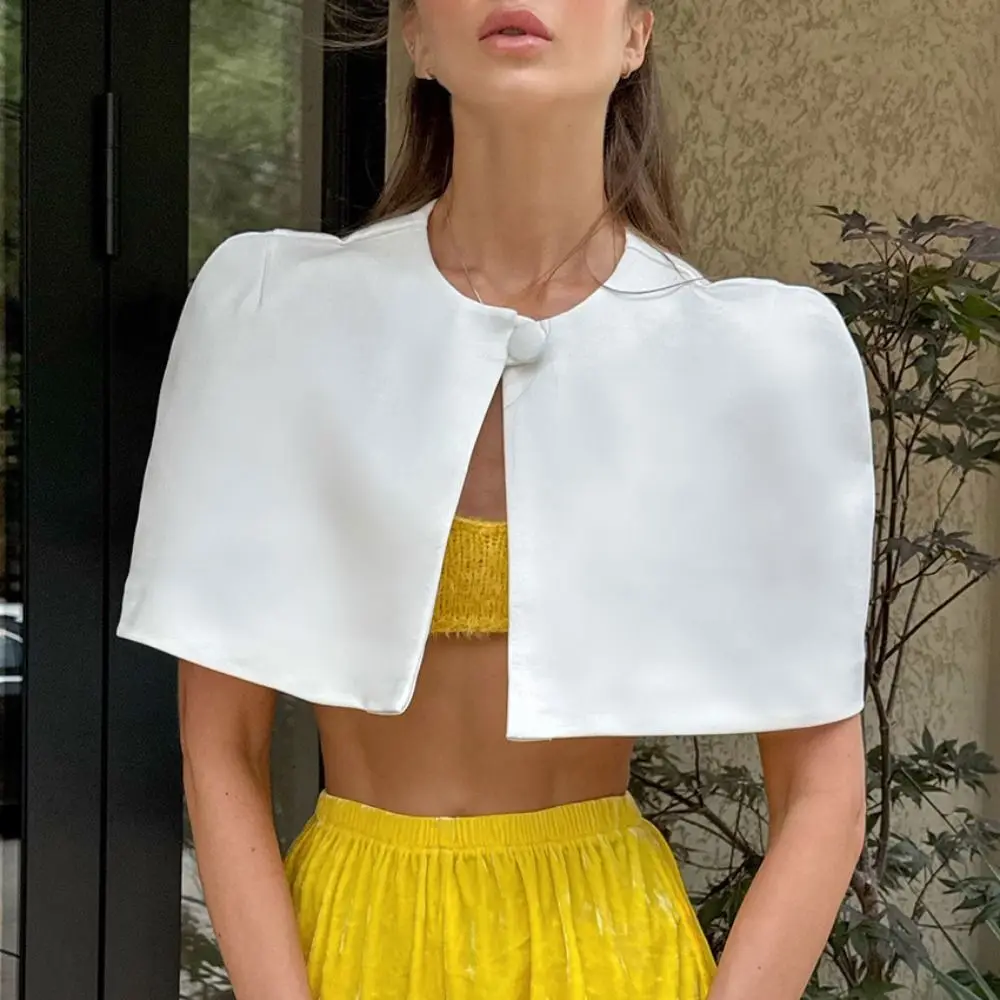 Creative Gift Patchwork Tanks Top Solid Elegant Cardigan Y2k Cropped Cropped Top Women - view 2