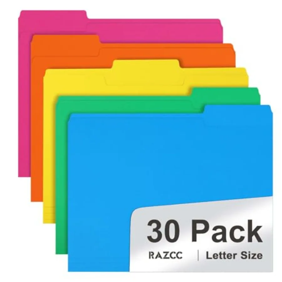 

File Folder 30 Pack 1 3 Cut Tab Colored File Folders File Folder Letter Size for Office Classroom Use Assorted 5 Colors Folders