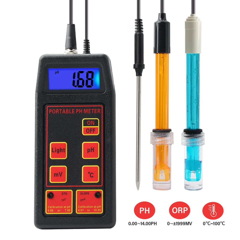 Yieryi PH Detector ORP Temp Meter PH-8424 Digital Water Quality Tester 0-14 PH for Spa Pools Aquariums Hydroponics EC Monitor