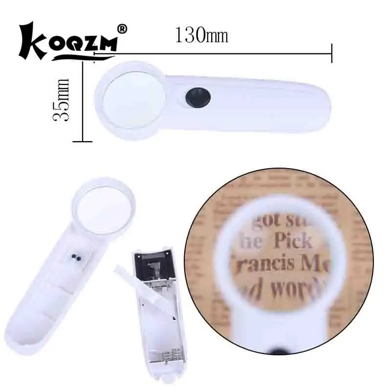 15x handheld glass loupe 2 led jewelry magnifier magnifying glass repair tool（No battery）