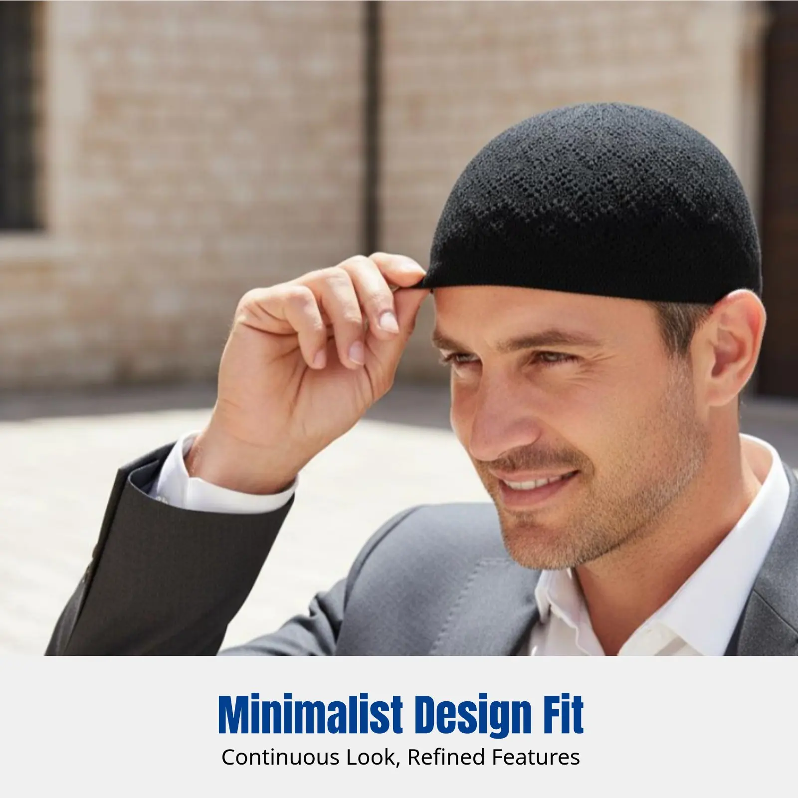 Knitted Kufi Cap for Men, Lightweight Breathable Muslim Prayer Hat, Geometric Pattern, Adjustable, Summer, Unisex