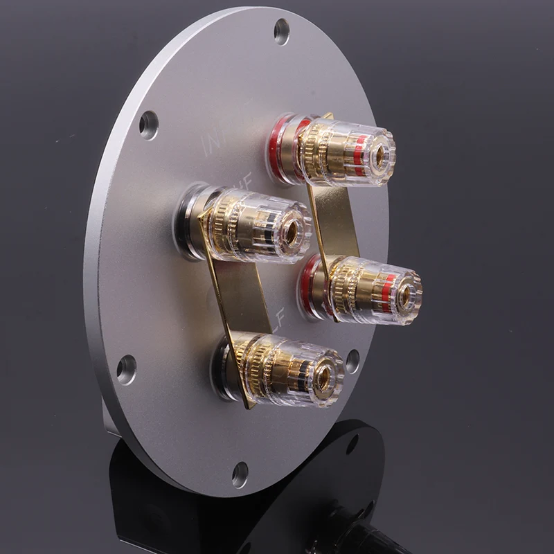 

Hifi 4 Bit Circular Aluminum Alloy Terminal Box Binding Post Speaker Plate Sound Plug Connector Horn Wire Junction DIY Parts