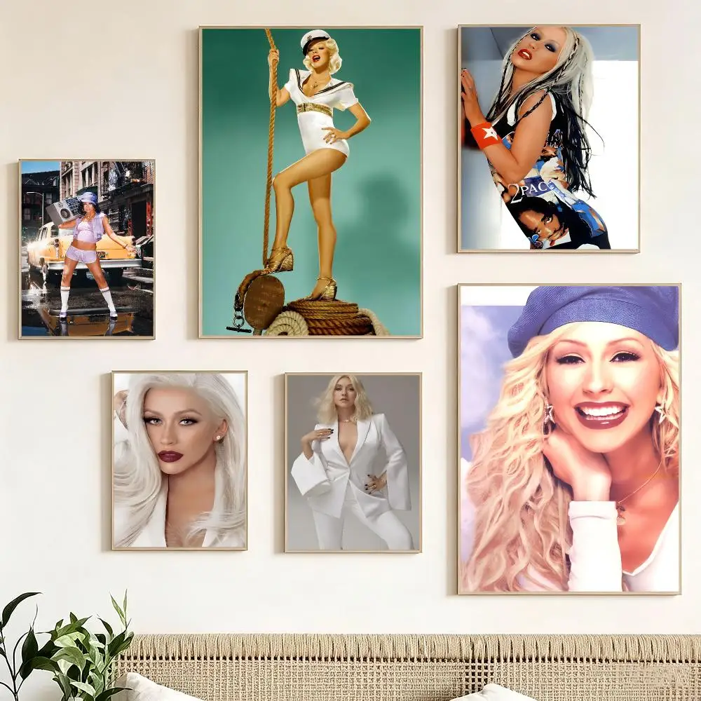 Singer C-Christina Aguilera Poster impermeable para el hogar sala de estar dormitorio bar decoracion estetica