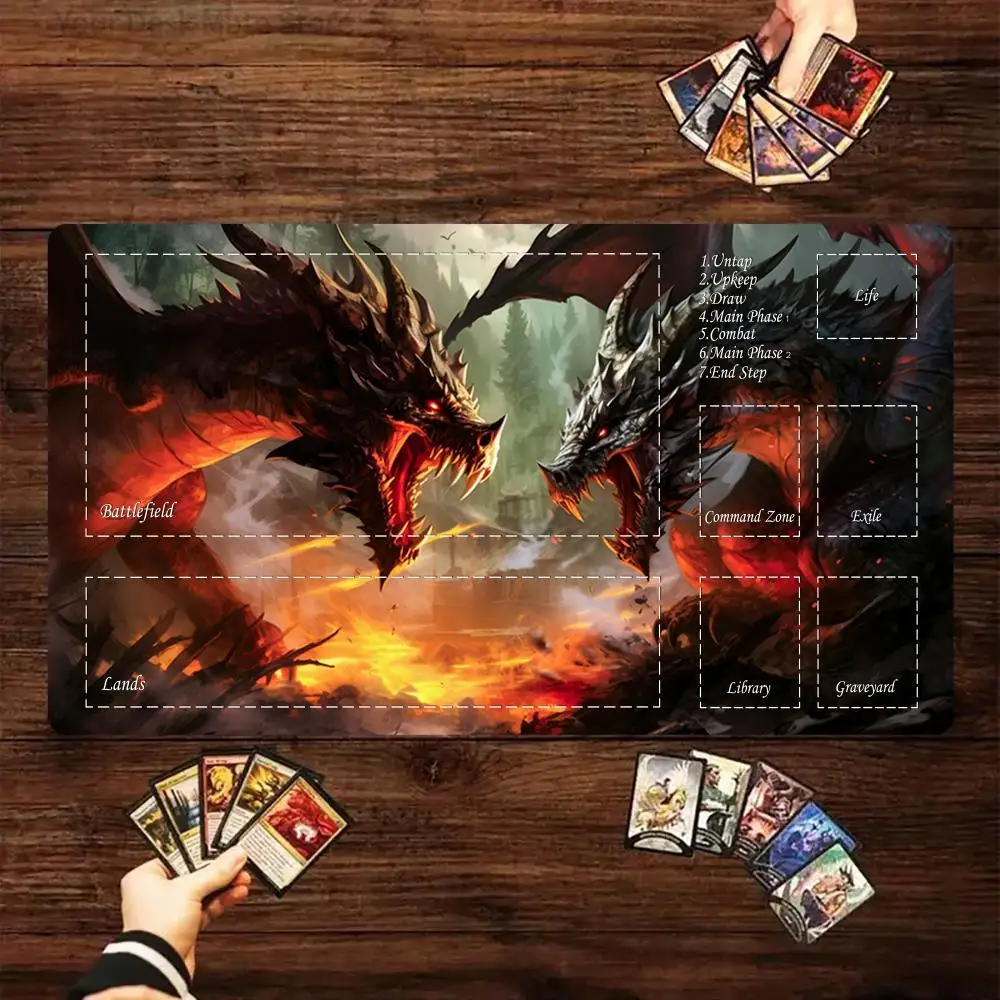 The Dragon Showdown Theme Magic Card MTG Playmat Gathering Game Mat Desk Mat Commander Battle Deskmat