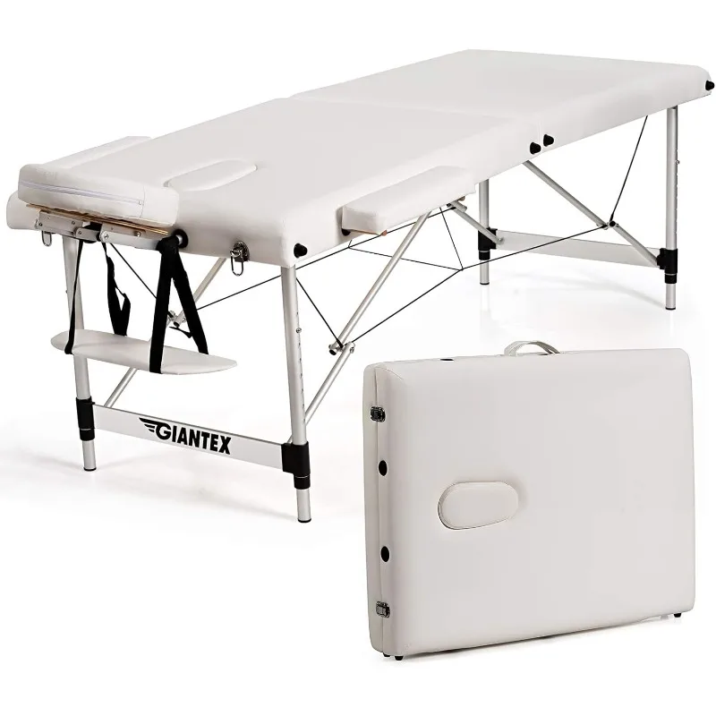 

Portable Massage Table 84inch, Folding Lash Bed Aluminium Frame, Height Adjustable, 2 Fold Professional Facial Salon Tattoo