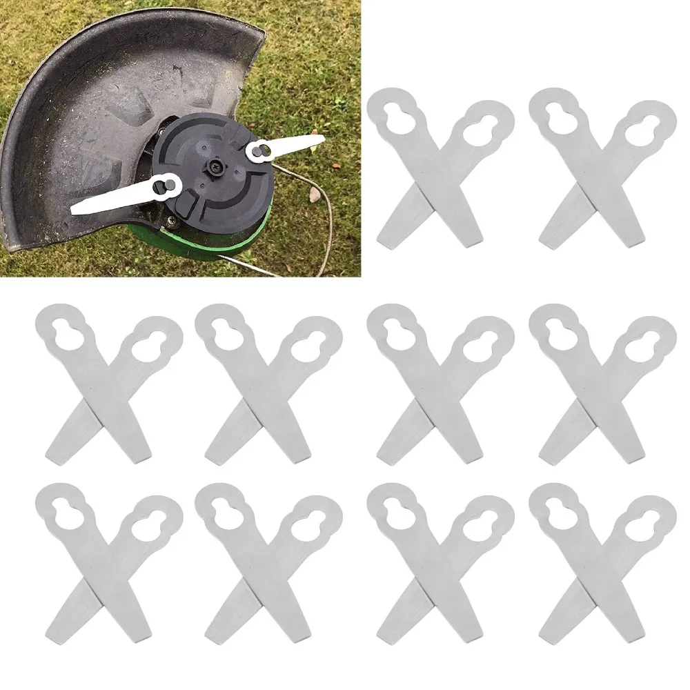 10PCS Stainless Steel Lawn Mower Blade Silver Snap-In Installation Trimmer Cutter Blade Safe Universal for Polycut 2 2 FSA 45