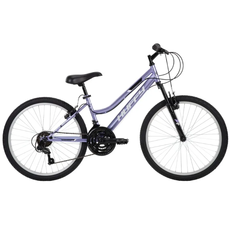 Huffy Bicicleta de montaña Rock Creek de 24", compatible con ciclistas de 4'8" - 5'8", violeta, adulto, mujer