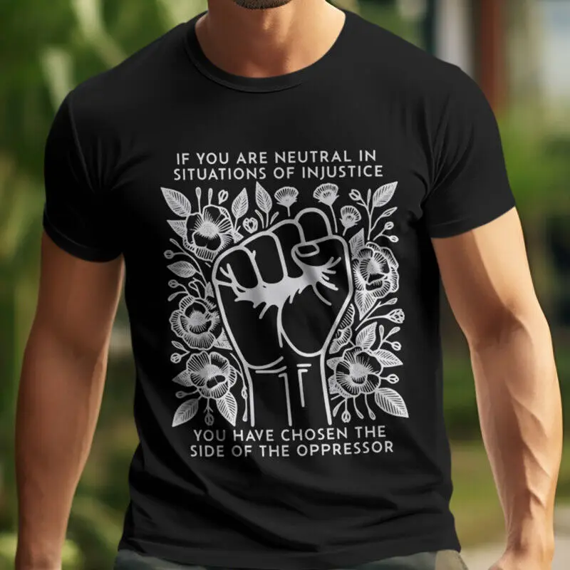 

Men's T-shirt with STAND WIHT JUSTICE Unisex Black Cotton Tee Shirt