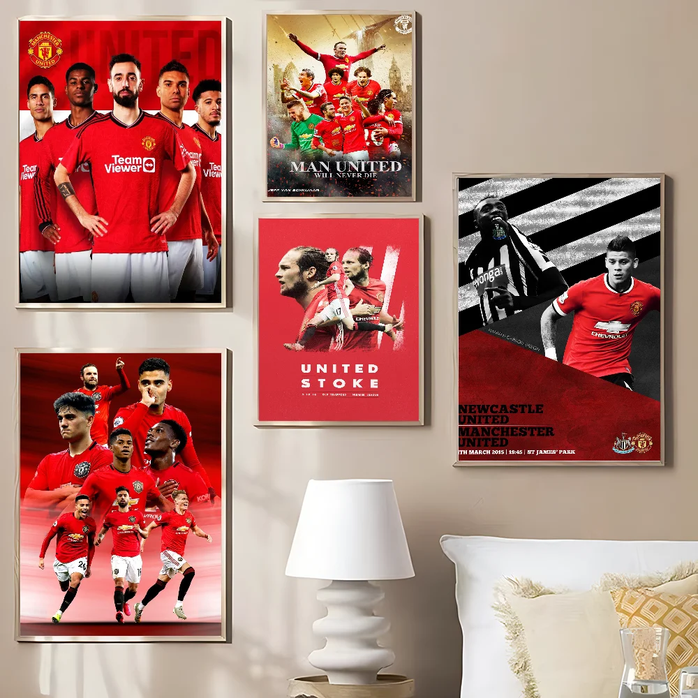 ملصقات كلاسيكية كلاسيكية لديكور الغرفة ، M-mancher U-United ، مطبوعات ورقة بيضاء ، عمل فني كاواي