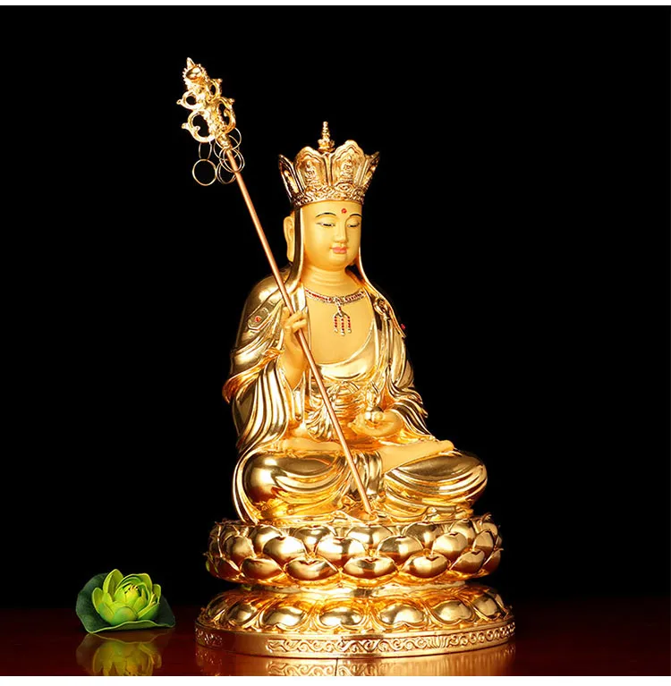 عالية الجودة بوذا ksitigarbha Dizang pusa المنزل تعويذة فعالة يبارك آمنة الصحة حسن الحظ التذهيب تمثال الله النحاس #3