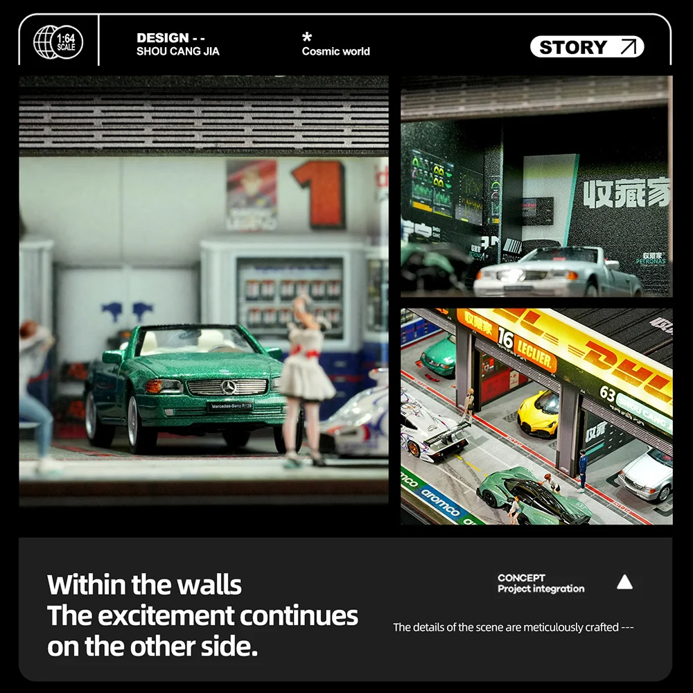 1/64 Automobile Repair Station Accessories Model Exhibition Limited Edition Decoration Scene(without car)