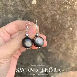 Natural Obsidian Earrings Silver 925 Hanging Earrings Original Gemstone Women High Quality Jewelry Design Handmade