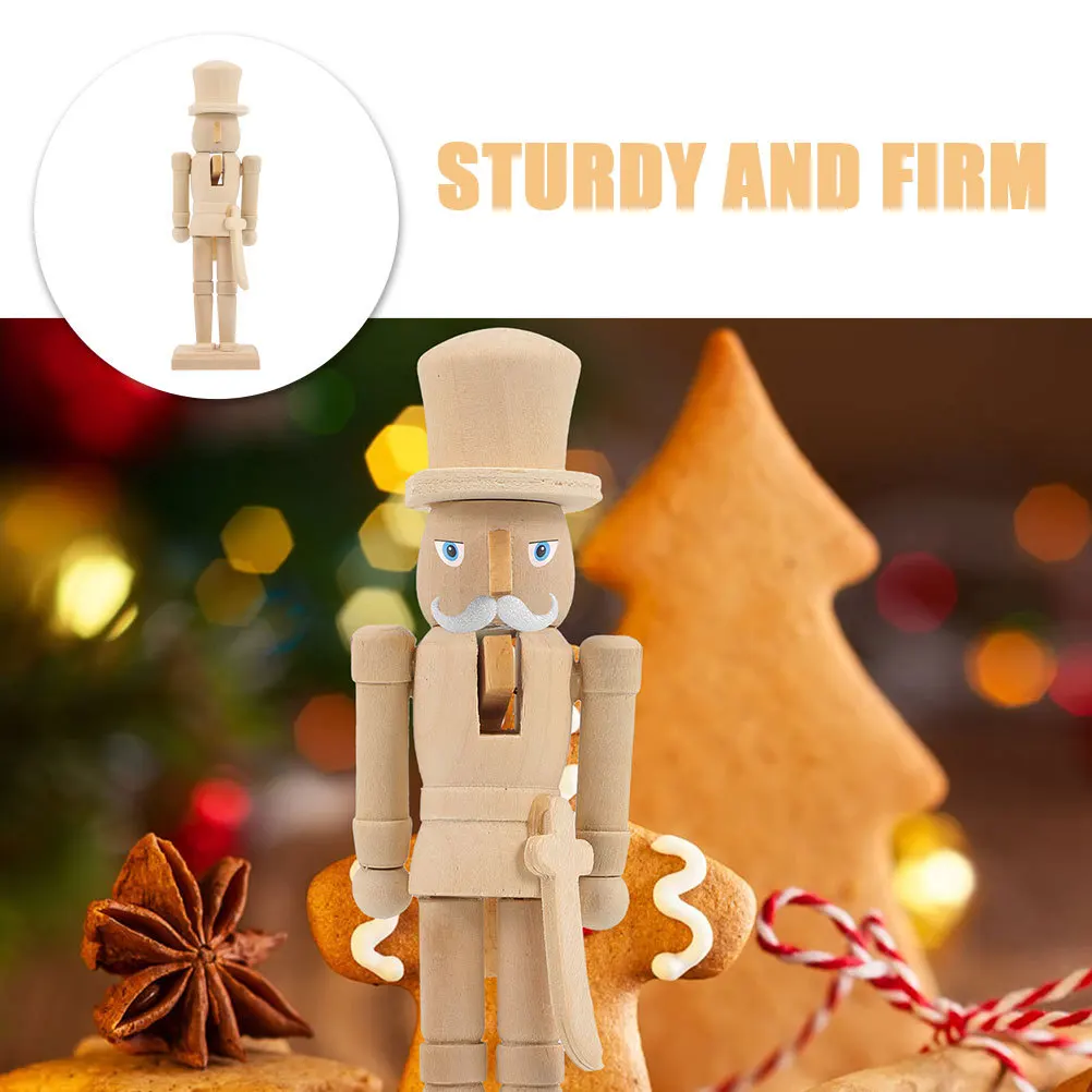 Cascanueces de madera en blanco, soldado artesanal sin terminar, decoración artesanal de Navidad, pintura, adorno, decoración para el hogar y la sala de estar, 2 uds.