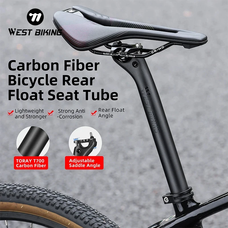 

WEST BIKING Carbon Fiber Bicycle Seatpost Ultralight MTB Road Bike Rear Float Seat Tube 27.2/30.8/31.6 x 350/400 MM Bike Parts