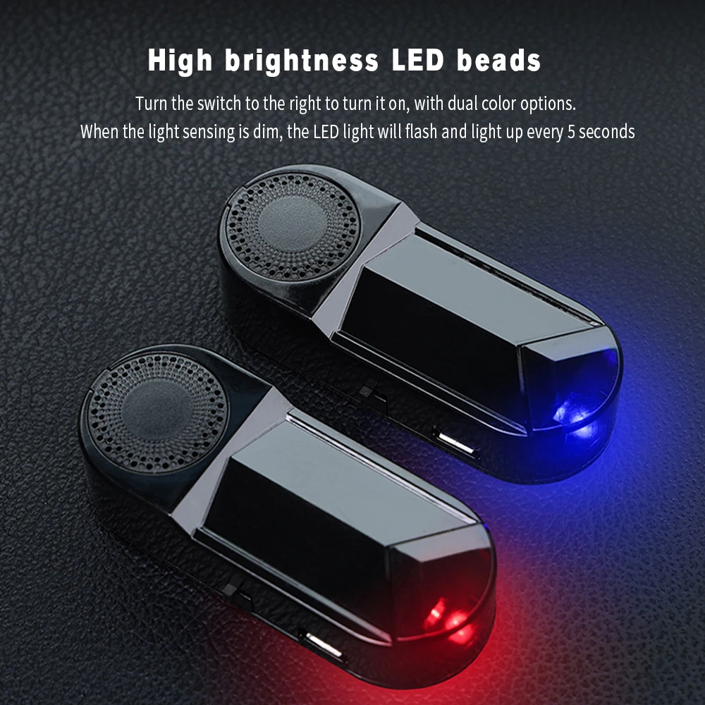 Car Fake Security Light Solar Powered Simulated Dummy Alarm Wireless Warning Lamp Anti-Theft Caution Lamp LED Flashing Imitation