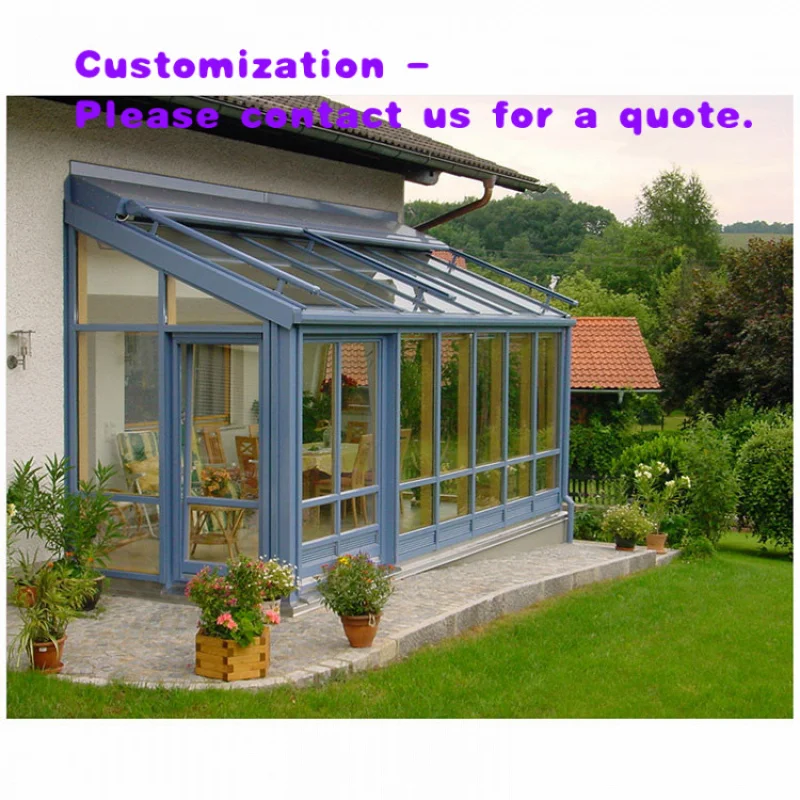 

custom.Ikealuminum Slant Roof Winter Garden Sunroom Conservatory Aluminum Sunroom Glass House 4 Season Sunroom