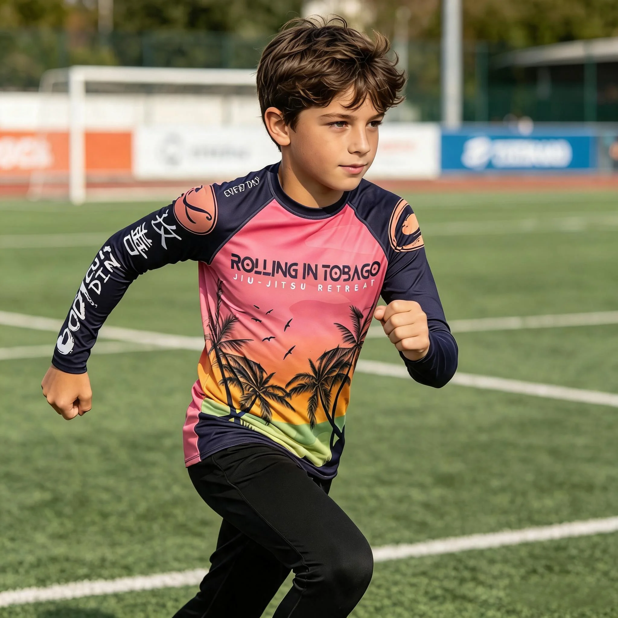 Cody Lundin Children's MMA Rash Guard Sport Suit Quick Dry Breathable All Season Muay Thai Boxing Training Outdoor Running Set