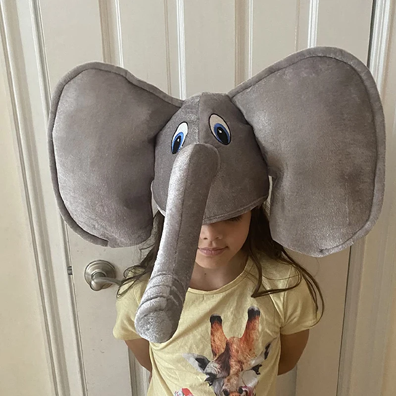 Gorro de elefante de peluche divertido para adultos unisex, disfraz de elefante de Halloween para adultos