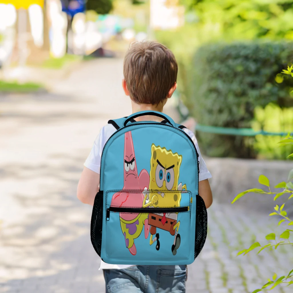 Tas punggung Laptop wanita, tas buku perjalanan Laptop ransel kuliah tahan air mode Spongebob lucu kartun 17 inci