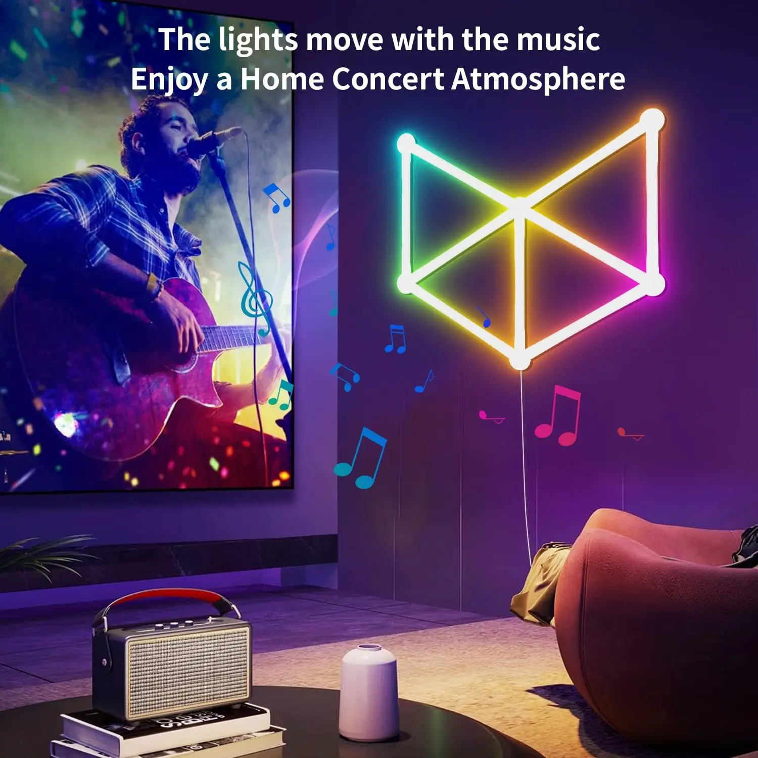 Smart LED Light Bar com Música Sincronização, Luzes De Jogo, Smart Wall Light Lines, Wi-Fi, 16M + Cores, 40 + Modos Sence
