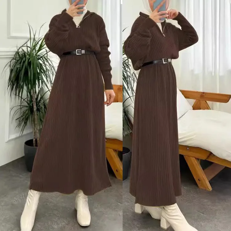 

Abaya мусульманское женское платье с поясом Jalabiya, трикотажное длинное платье, мусульманское повседневное вязаное платье, Рамадан, Марокко, Дубай, женское платье