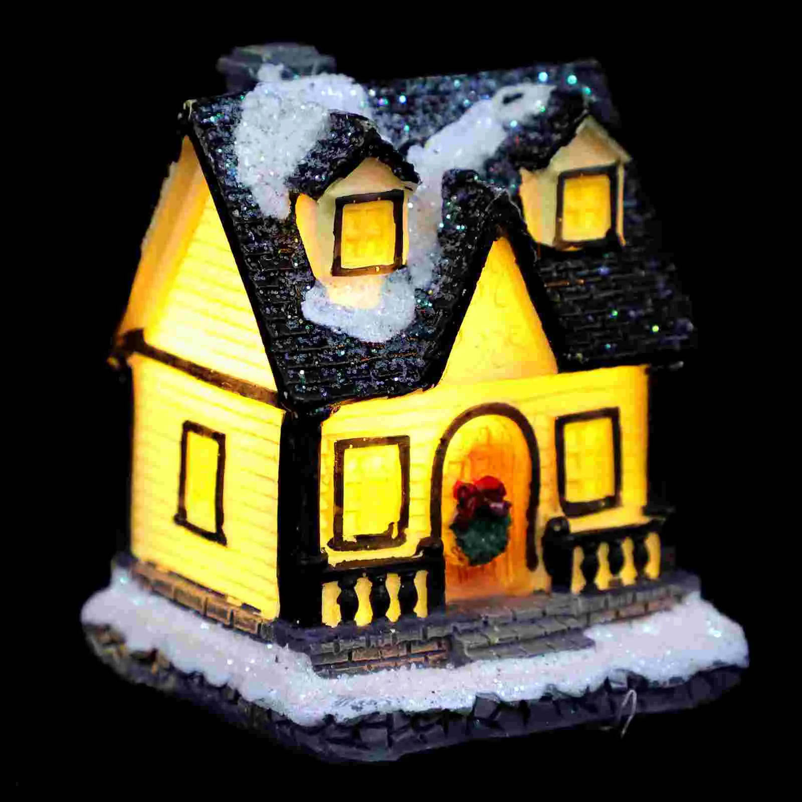 Ornament Lamp Mini Christmas House Xmas Desktop Gifts Gingerbread Decorations Supply Micro Chic Festival