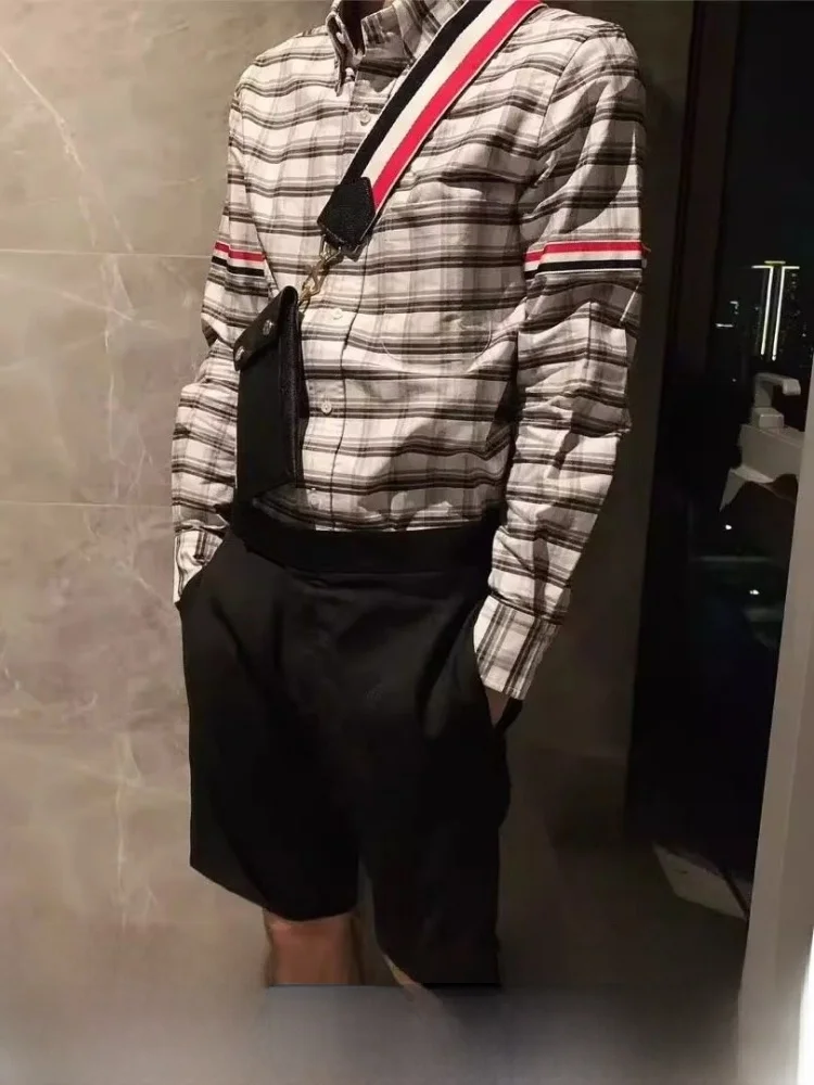 

High-End 8K Plaid irt 90g Pure Cotton Color Woven Autumn Faion Trend ex Long Sve Casual Sle Stand Fit