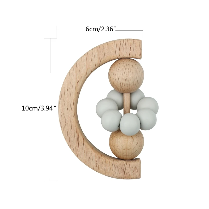 Campana juguete para bebé, sonajero madera, accesorio juguete para desarrollo cuna para bebé 1M + D5QA