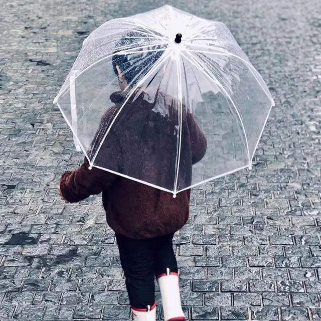 Uroczy przezroczysty parasol dziecięcy z alpaki: uroczy rysunkowy słonecznik i tęczowy wzór dla dzieci - idealny na słoneczne dni!
