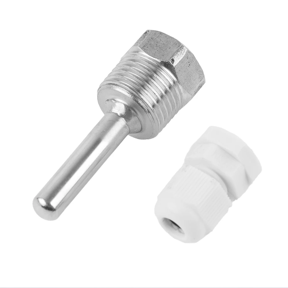 1pc Thermowell 304 Stainless Steel 1/2 G Thread Thermowell Immersion Sleeve DN15 For Temperature Sensor 30/50/100/150/200mm