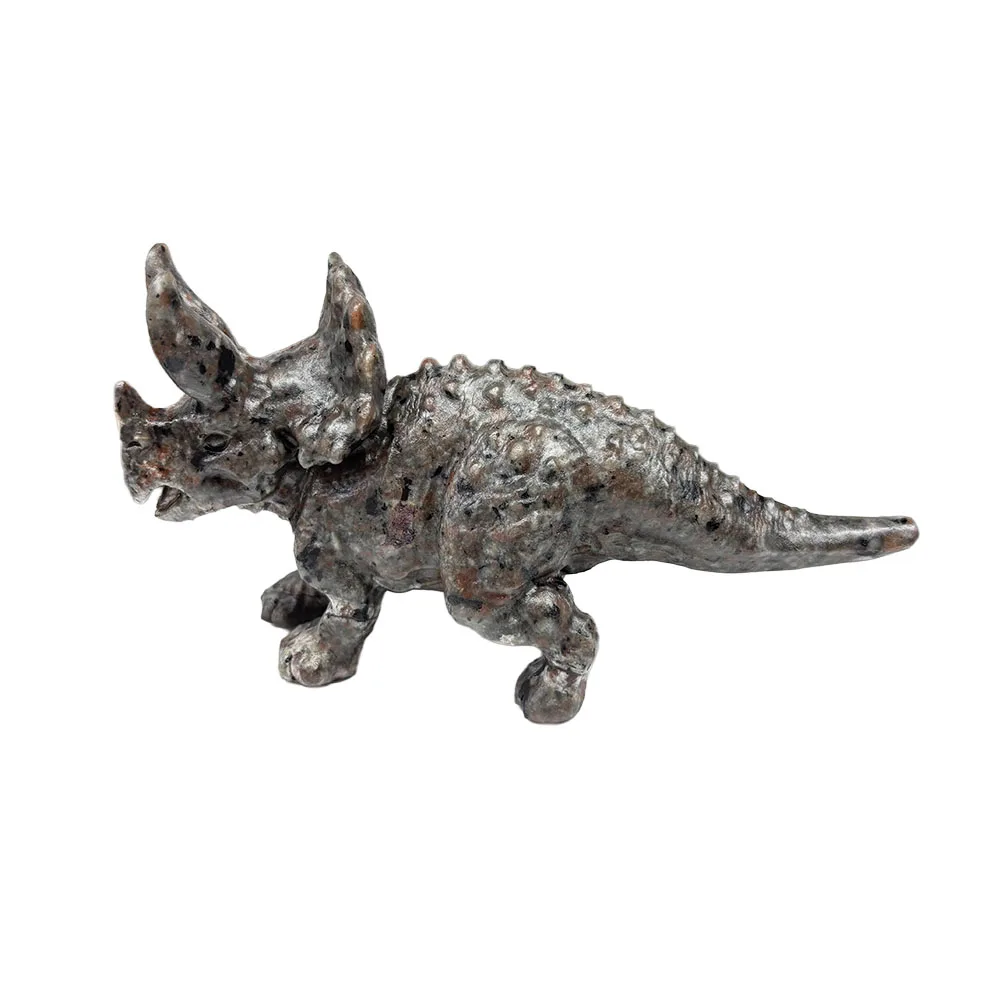 Custom Natural Yooperlite Triceratops Figurine - 14.5cm Hand-Carved Gemstone Dinosaur Statue Healing Crystal Decor
