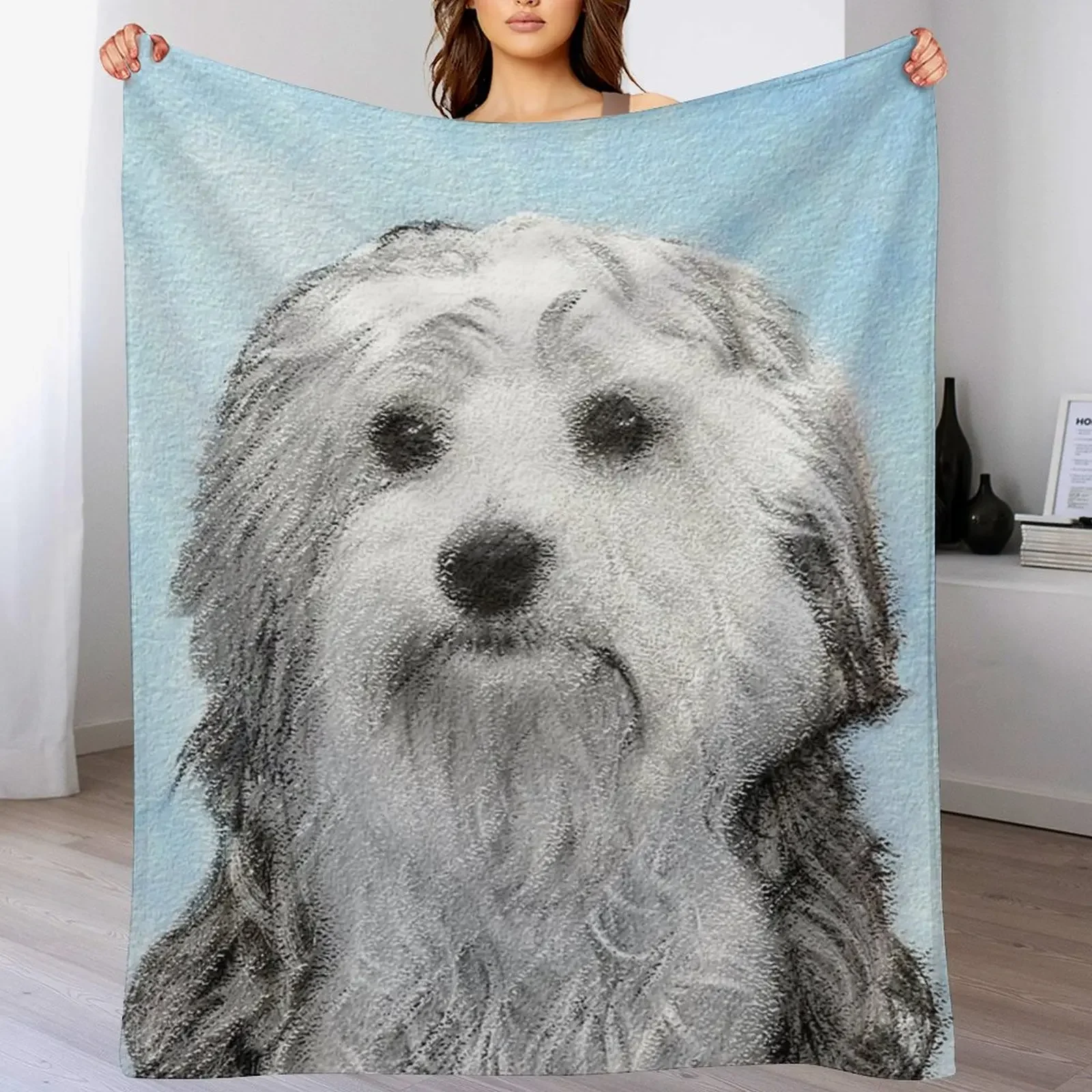 

Lowchen Painting - Cute Original Dog Art Throw Blanket Sofa Weighted Soft Beds Retros Blankets