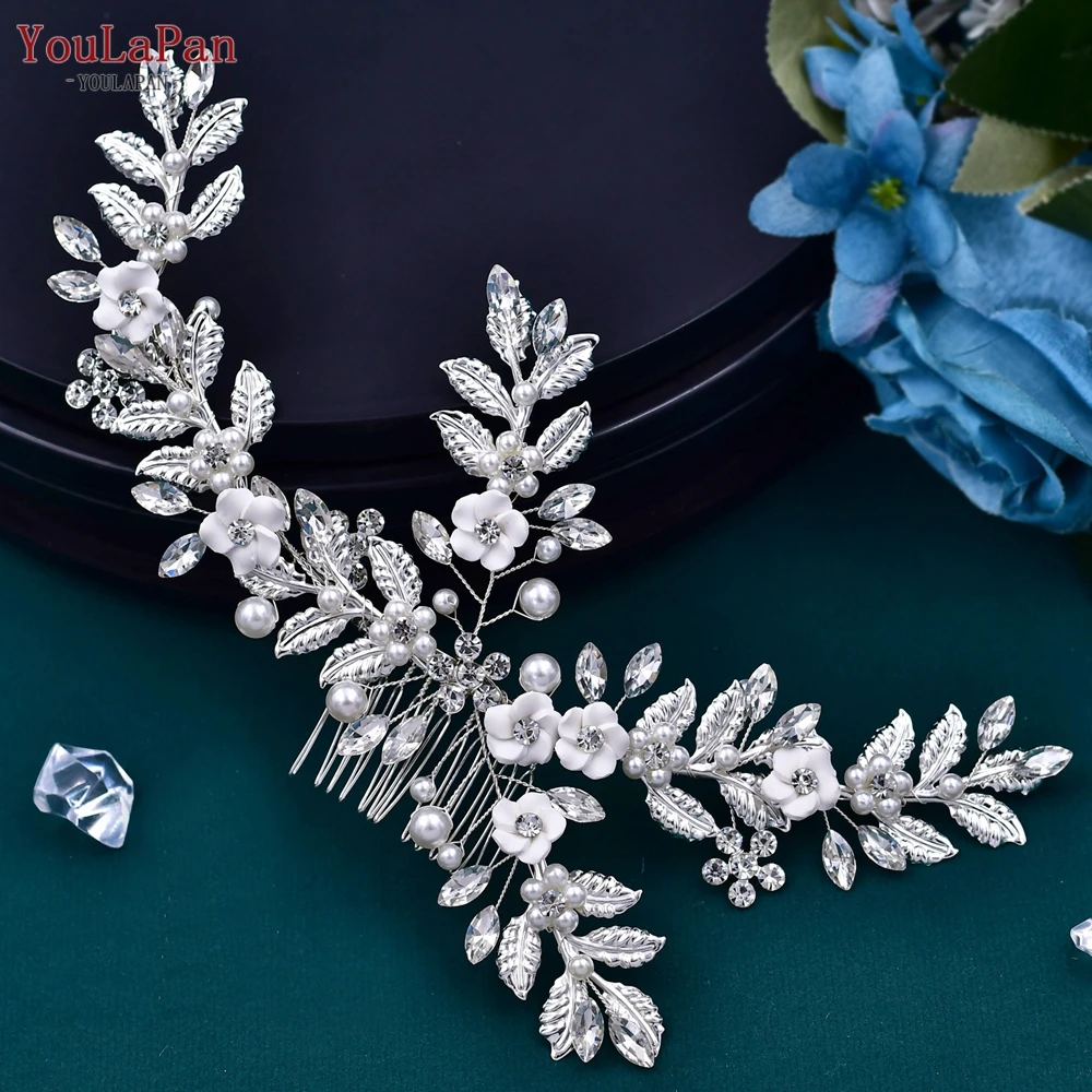 

YouLaPan Alloy Leaf Side Hair Comb for Woman Bridal Headdress Wedding Hair Accessories Jewelry for Party Bride Hairpin HP368