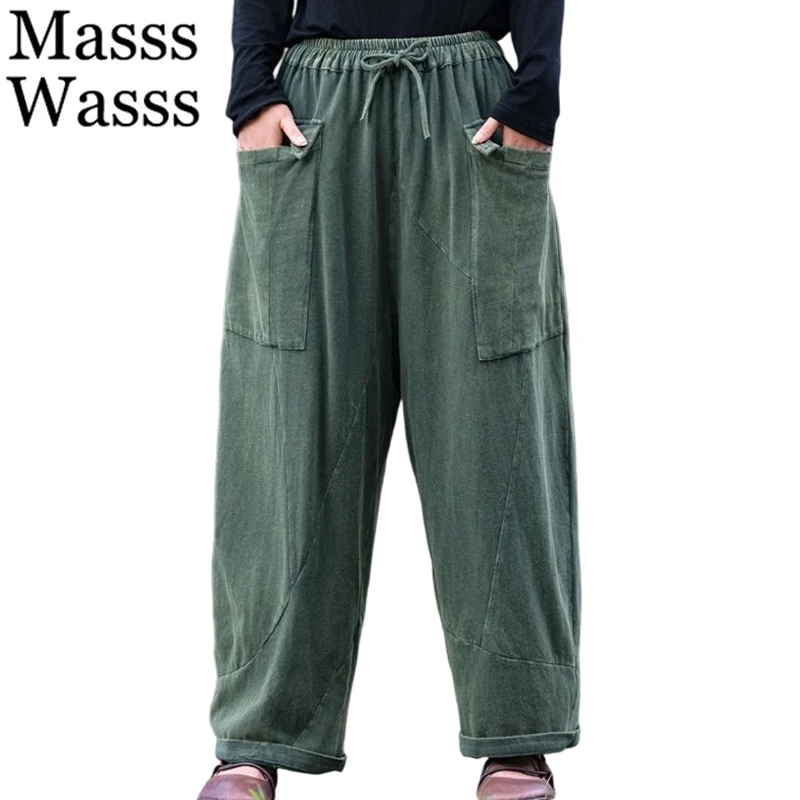 Masss Wasss européen 2026 printemps loisirs solide pantalons longs femmes ample élégant Pantalons dames Vintage classique Fitness pantalon