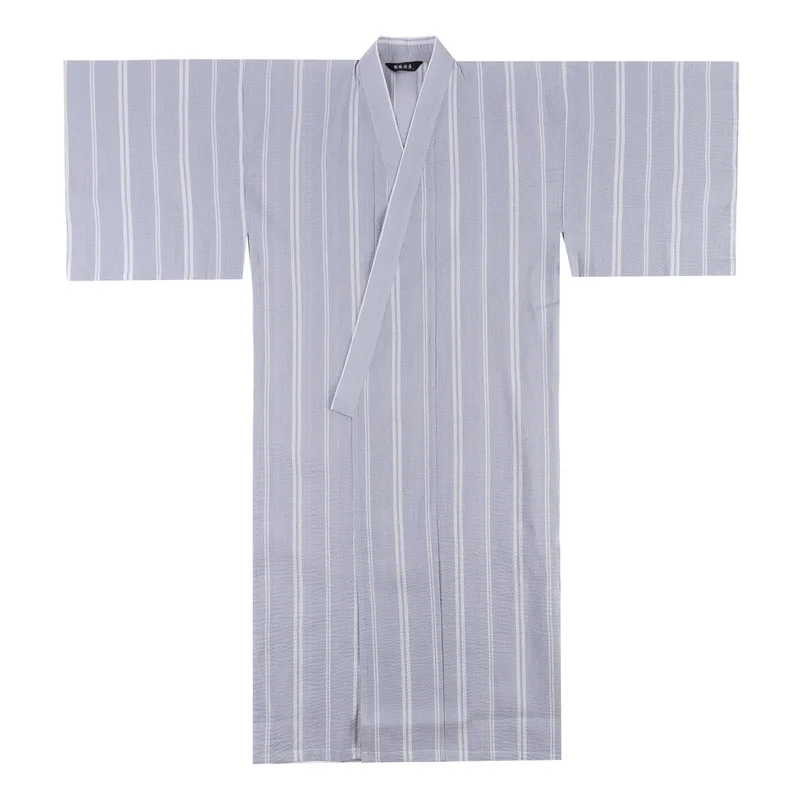 Traditional Japanese KIMONO Fashion YUKATA Summer Men Long Robes With Belt  95% Cotton Pajamas Set  Male Sleepwear Bathrobe