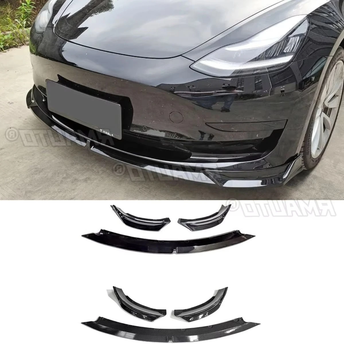 

Car Front Bumper Lip Splitter Diffuser Body Kit Bumper Guard Protector Cover For Tesla Model 3 2016-2023 Car Accessories