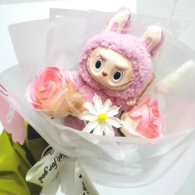 2025 かわいい Diy Labubu 人形花束 Diy Labubu 世代シミュレーション人形シミュレーションフラワー仕上げ大人のサプライズ卒業ギフト