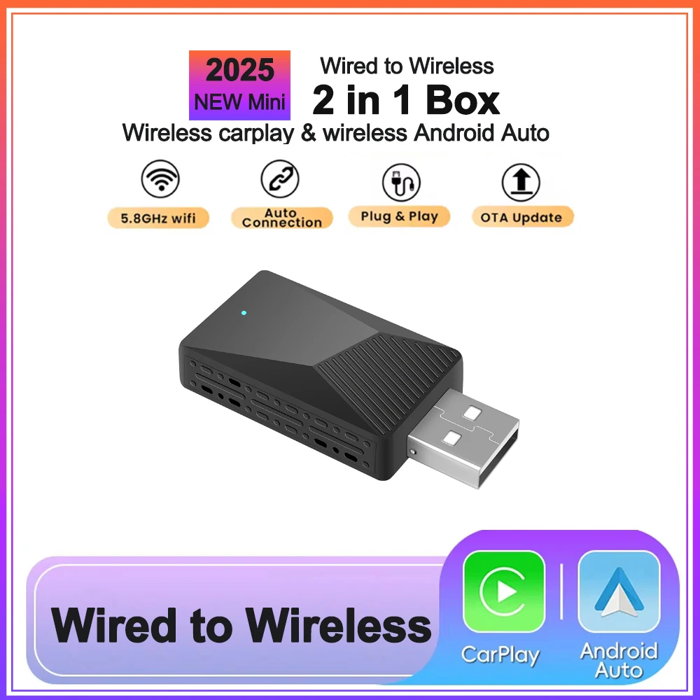 2025 NEW Wireless Carplay AI Box Android Auto Plug And Play Applicable To Convert Original Car Wired Carplay To Wireless