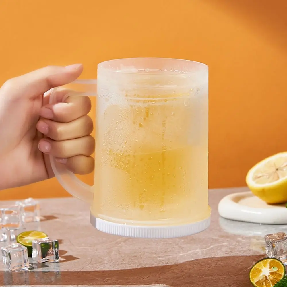 with Handle Liquid Refrigerator Frozen Cup Thickened PET/PP Double Wall Freezer Ice Mugs 20oz Cold Chilled Drink Cups