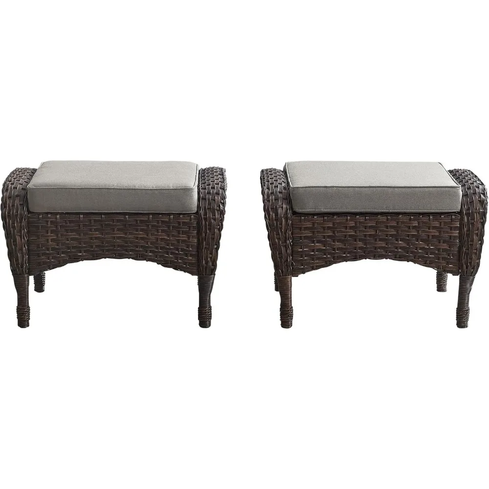 

Outdoor Ottomans for Patio Foot PE Wicker Foot Stool Removable Cushions for Patio Furniture Sets