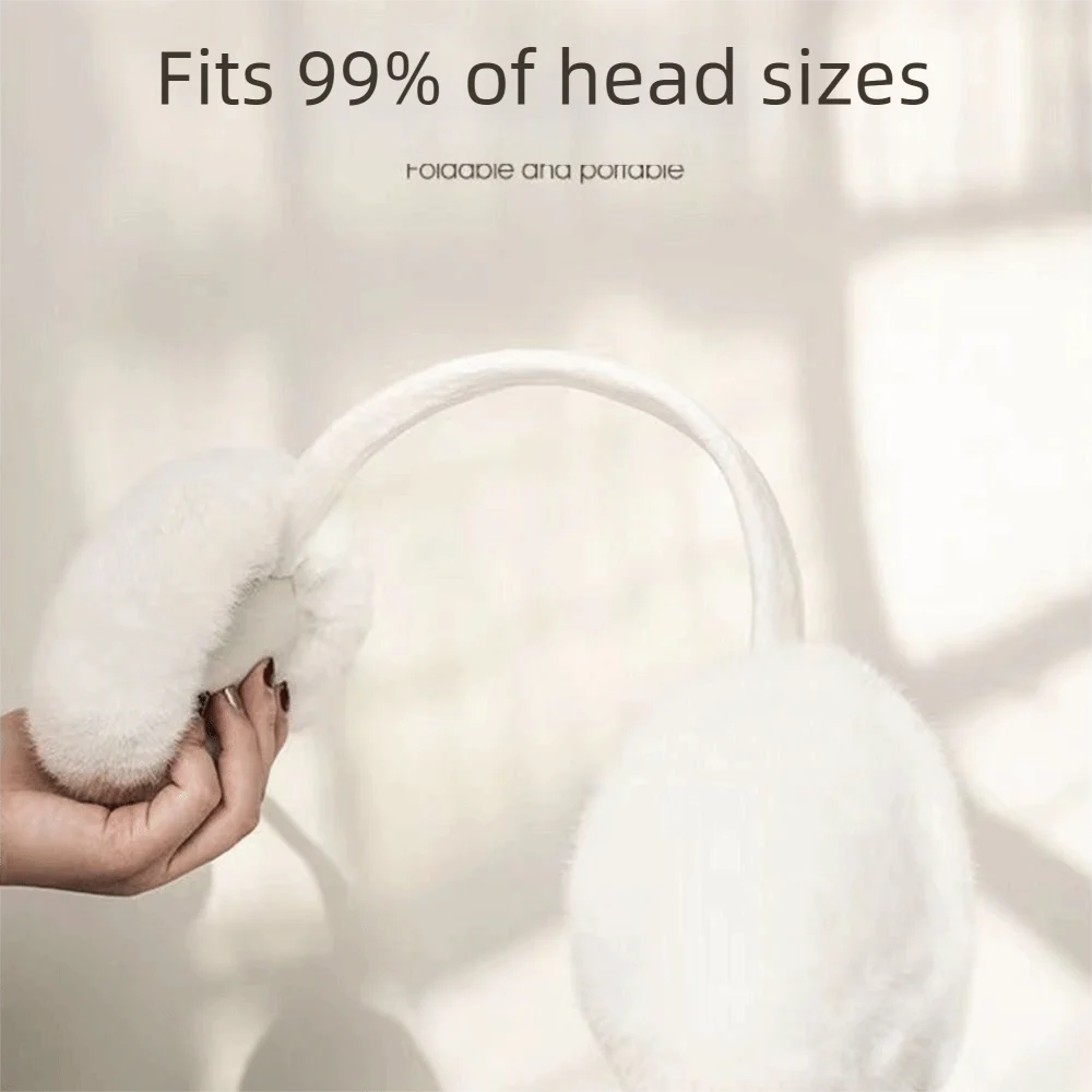 귀여운 귀마개 인조 모피 귀덮개 단색 두꺼운 겨울 귀덮개 접이식 방한 접이식 귀덮개 여성용