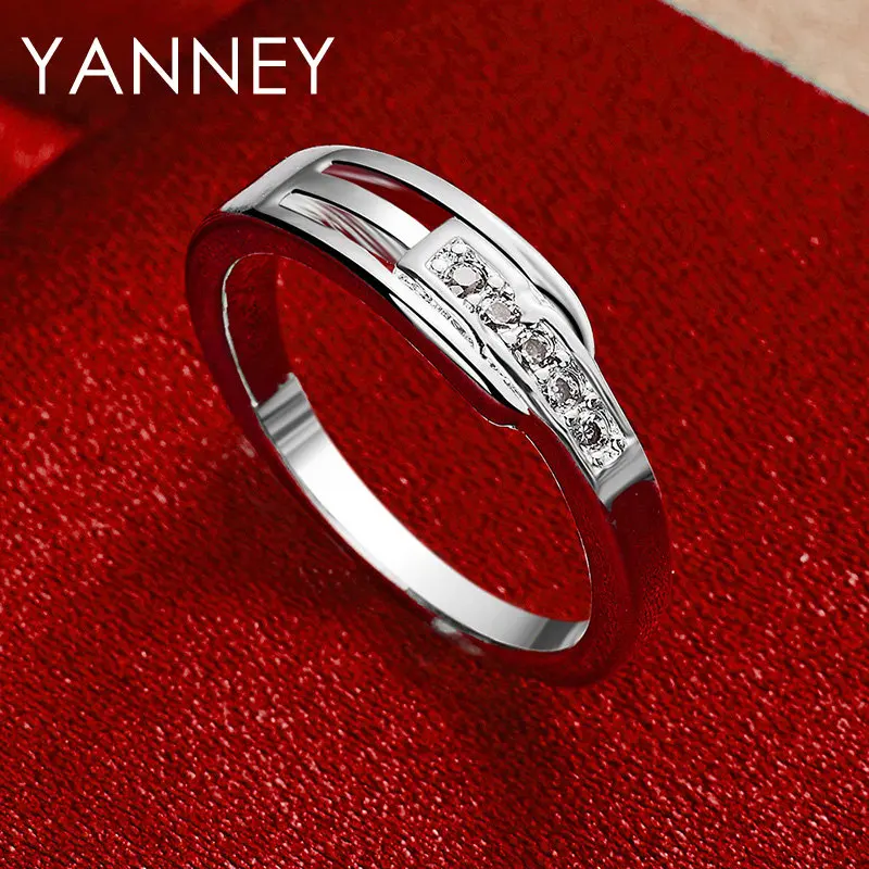 

New 925 Sterling Silver 7-10# Fine Shiny Round Zircon Open Ring For Women Gifts Engagement Fashion Charm Wedding Jewelry Party