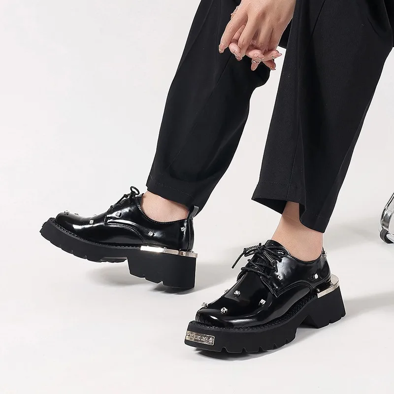 

Новые черные оксфорды на платформе Caystal, женские лоферы, летние и осенние повседневные туфли на плоской подошве со шнуровкой, женские кожаные туфли на массивном каблуке в стиле панк, готический стиль