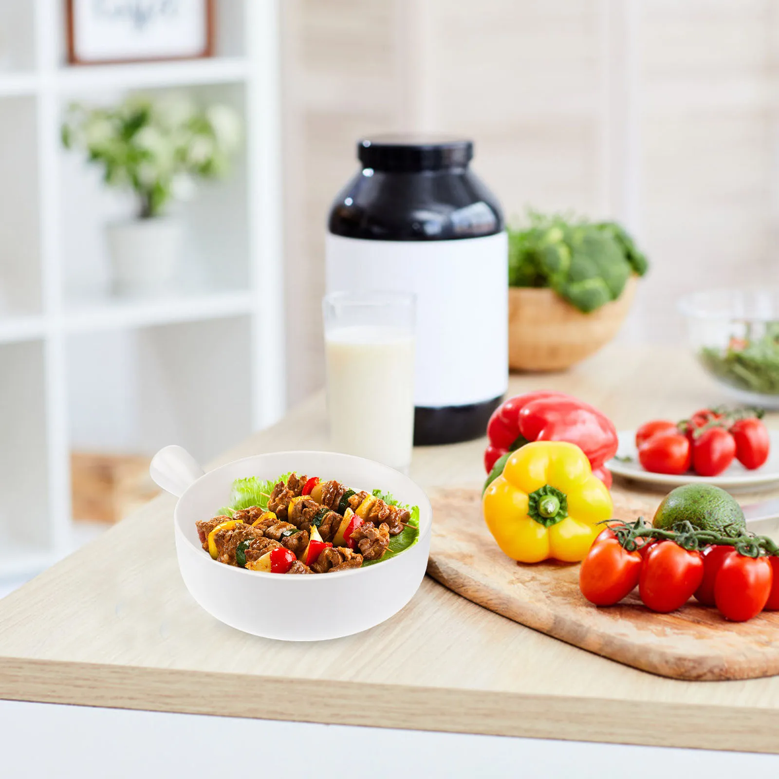 

Ceramic Salad Bowl Small Milk Pot White Exquisite Workmanship Insulated Handle Kitchen Cooking Pan Ovenware Noodle Breakfast