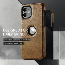 Ultra Thin Slim Business Leather Cover For iPhone 15 14 13 12 11 16E 16 17 Pro Max Mini Plus SE Phone Case Cover Show Logo