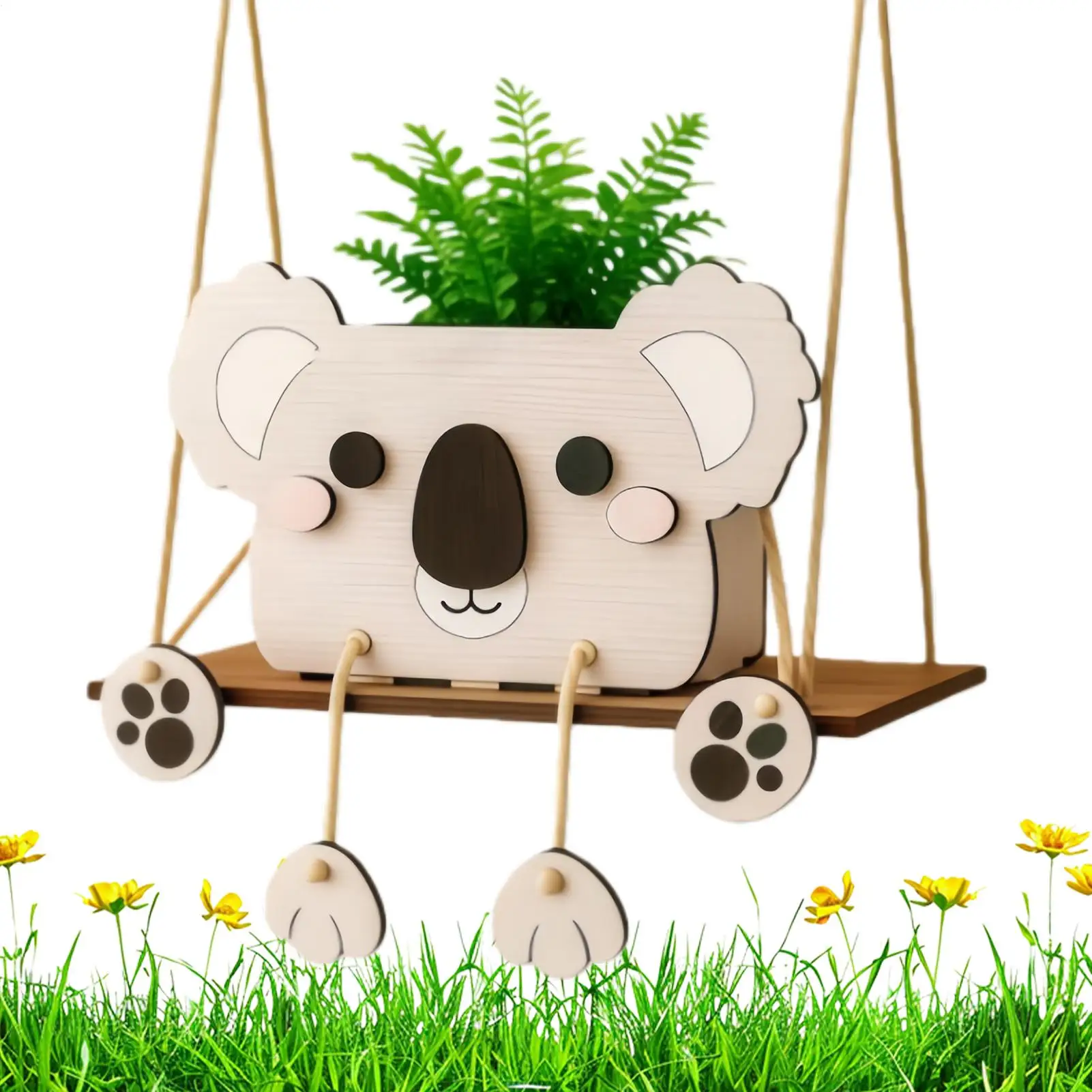 Hanging Succulents Plant Flowerpot Funny Cute Wooden Swing Animal Planter Decorations Flower Pots Ornaments For Indoor Plant