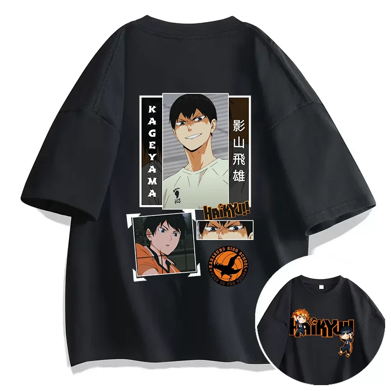 Anime Haikyuu Karasuno High School Tobio Kageyama Print T Shirt Couple student street sports casual T-shirt