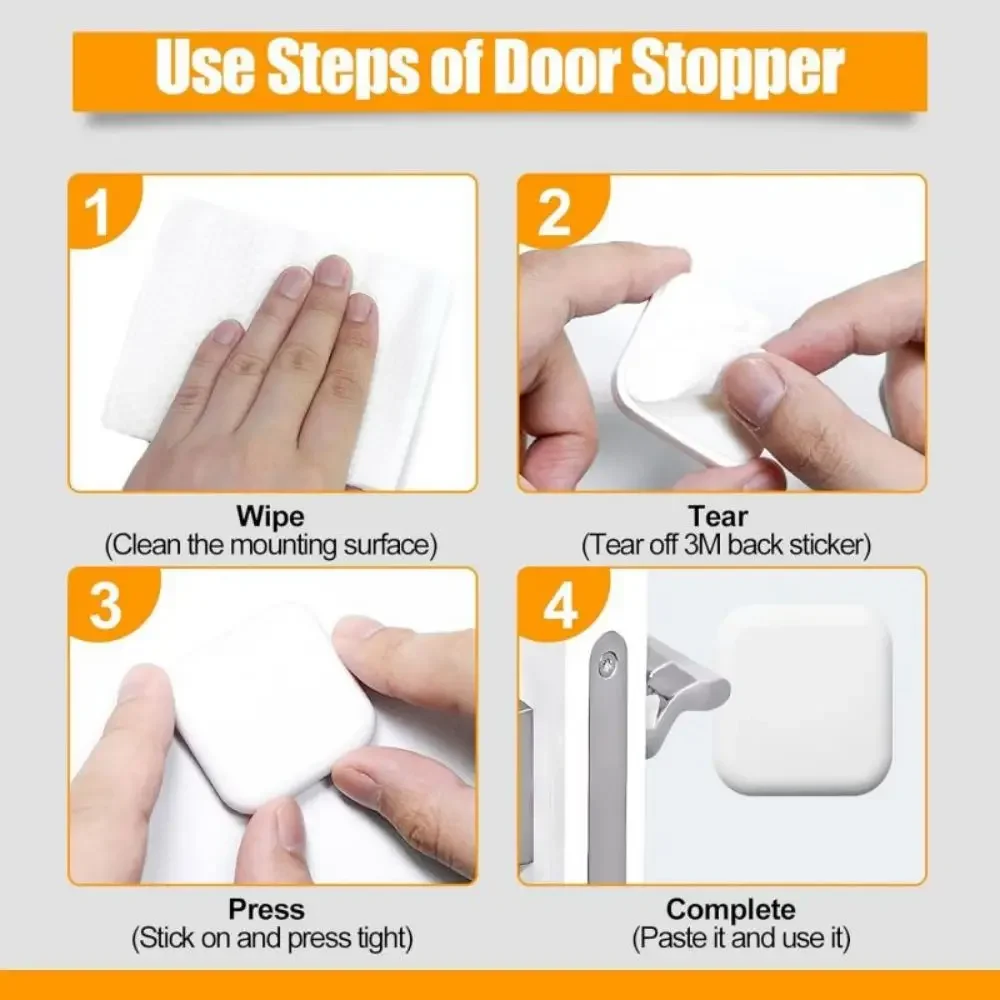 4 Pcs Door Stoppers Wall Protector Buffer Guard Doorknob Door Handle Bumper Self Adhesive Soft Rubber Crash Pad for Home