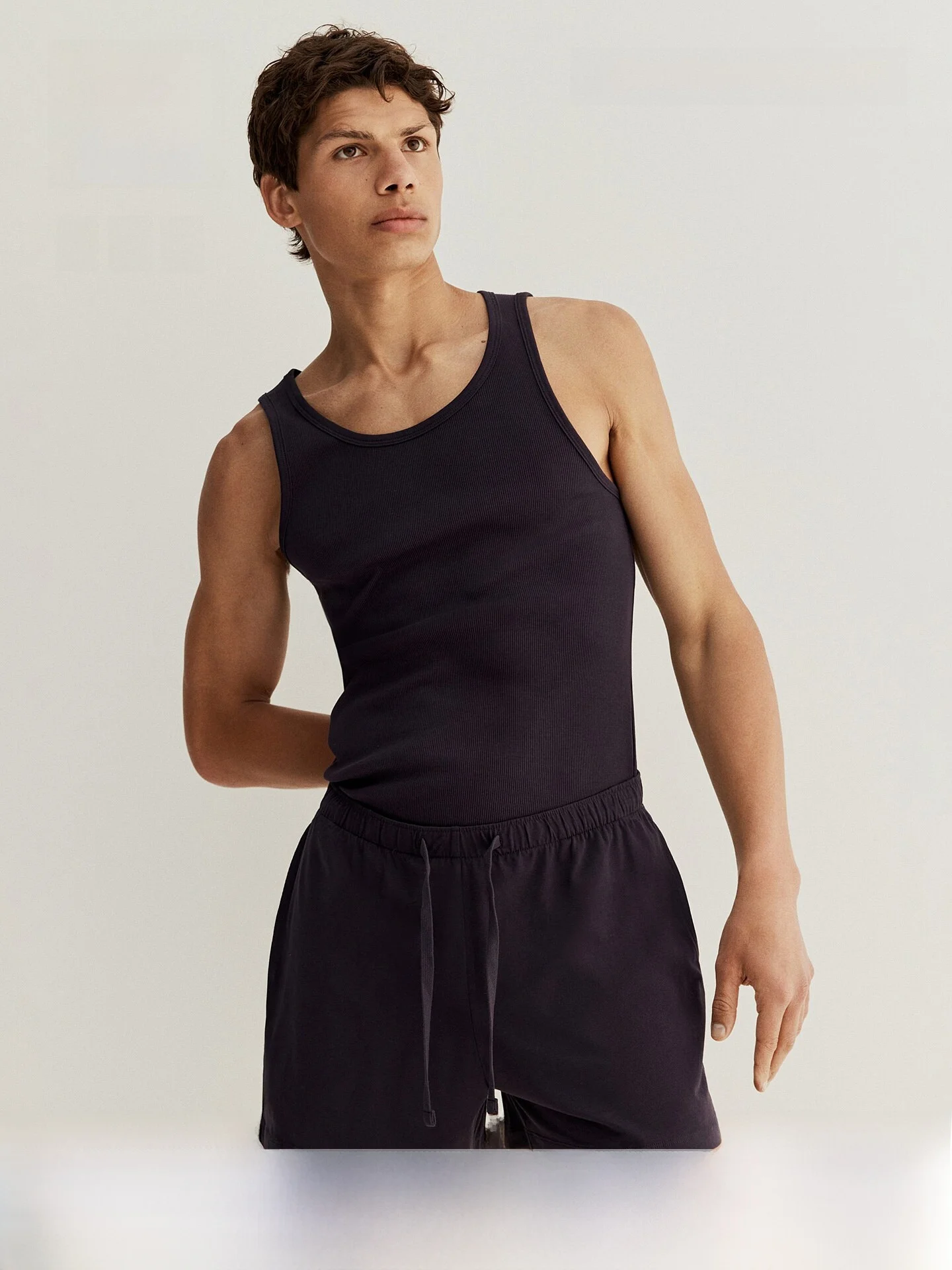 H&M Summer Men's Cotton Vest And Shorts Sleepwear Set 1267732 Casual Comfortable Breathable Youthful round Neck Pullover