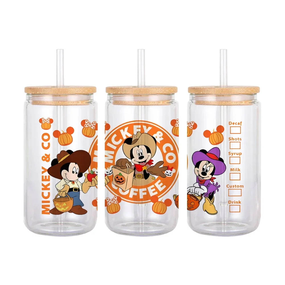 

Disney Mickey Mouse Halloween UV DTF Transfer Sticker Waterproof Decals For 16oz Glass Cup Wrap Stickers